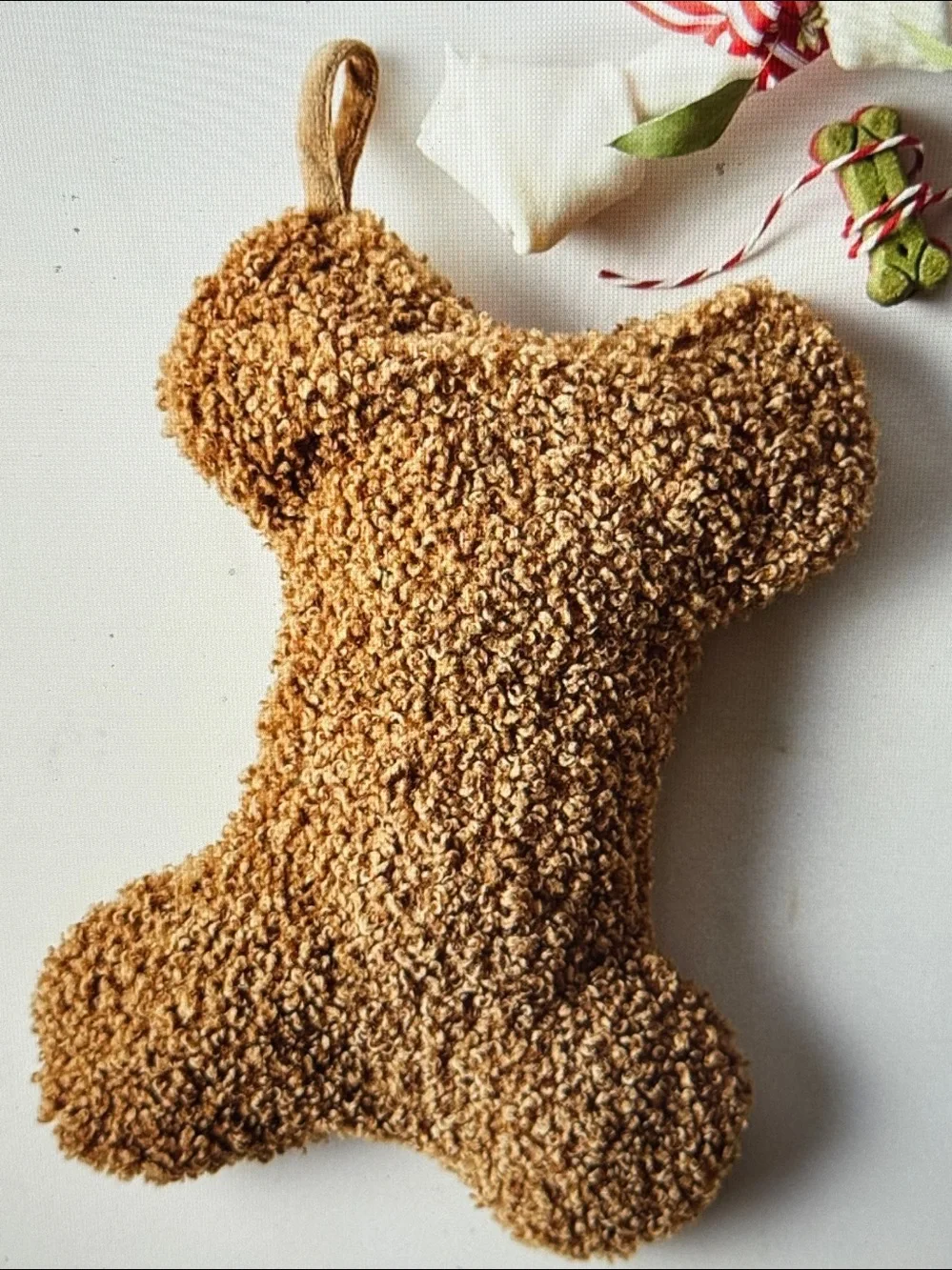 Cozy teddy faux fur bone pet stocking cat dog